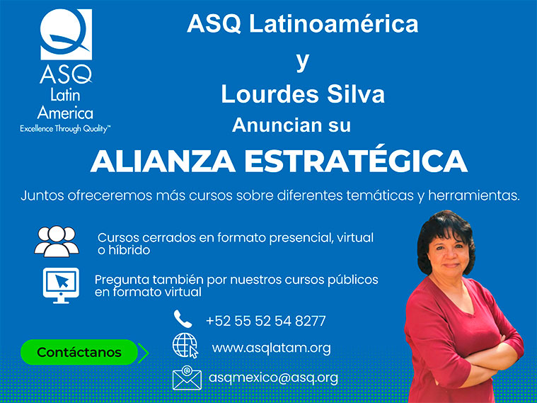 Preocupado por las necesidades de sus socios y clientes, ASQ Latinoamérica ofrece ahora su calendario de Cursos Virtuales. Contamos con instructores expertos en los temas que imparten, además, nos interesa que los profesionales de Calidad tengan fácil acceso a los programas de entrenamiento con los que contamos, no importa la ciudad o el país en el que se encuentren